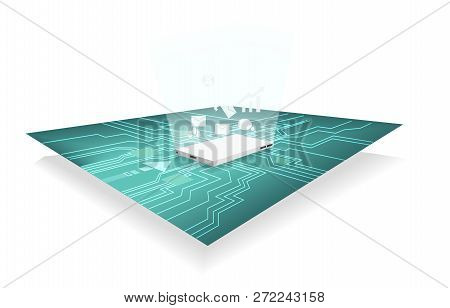 Mobile Cyber Digital Data Technology, Abstract Network And Work Flow Data Concept, Phone And Mobile 