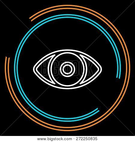 Simple Eye Thin Line Vector Icon. Editable Stroke.