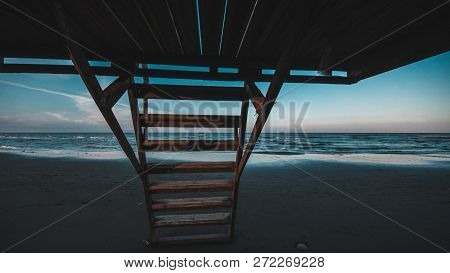 Sunset Over River Under Bridge, Natural Landscape Background