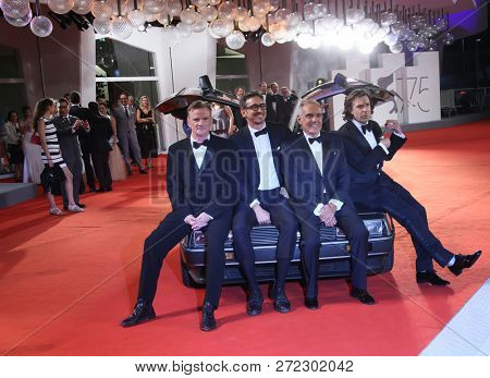 Jason Sudeikis, Lee Pace and Nick Hamm walk the red carpet ahead of the 'Driven' Premiere And Closing Night during the 75th Venice Film Festival at Sala Grande on September 8, 2018 in Venice, Italy. 
