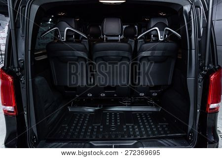Novosibirsk, Russia - December 04, 2018: Mercedes-benz V-class, Close-up Of The Luggage Boot, Front 