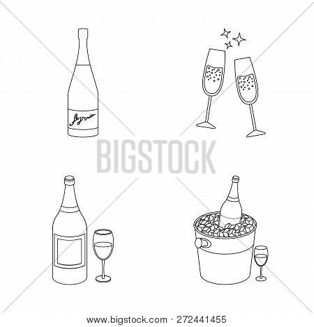 Vector Design Of Cork And New Icon. Set Of Cork And Wine Stock Vector Illustration.