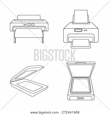 Vector Design Of Printer And Plotter Symbol. Collection Of Printer And Machine Stock Symbol For Web.