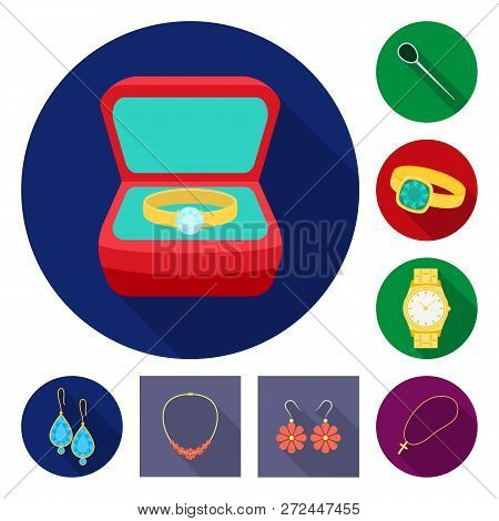 Vector Design Of Jewelery And Necklace Symbol. Collection Of Jewelery And Pendent Vector Icon For St