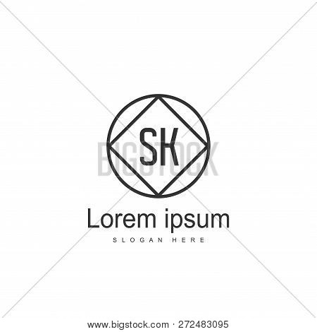 Initial Letter Sk Logo Template Design. Minimal Letter Logo