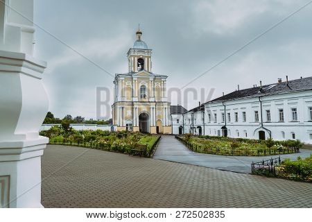 Bell Tower Of Khutyn Monastery Of Saviour's Transfiguration And Of St. Varlaam. Russia, Novgorod Vel