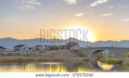 Sunset View At Oquirrh Lake In Daybreak Utah
