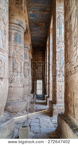 Temple Of Medinet Habu. Egypt, Luxor. The Mortuary Temple Of Ramesses Iii At Medinet Habu Is An Impo