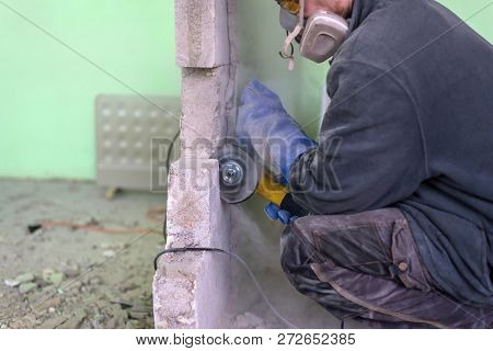 Portrait Of A Man In A Respirator, Free Space. Respiratory Protection.