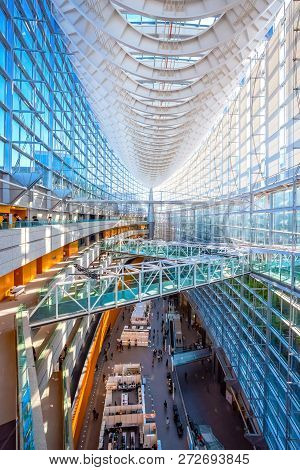Tokyo, Japan - April 28 2018: Tokyo International Forum Is A Multi-purpose Exhibition Center, Design