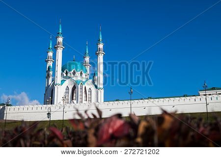 Minarets Of The Mosque Against The Blue Sky