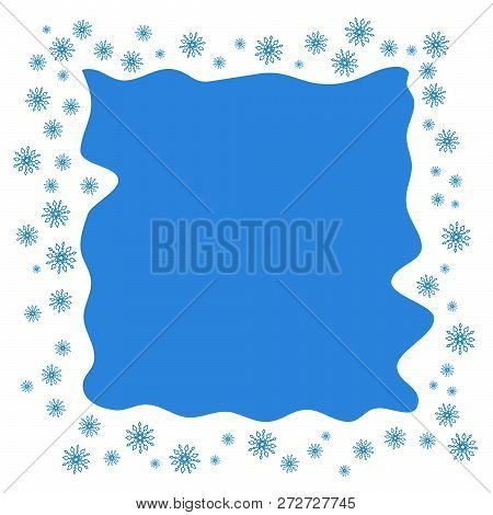 Square Christmas Border Or Frame With Random Scatter Falling Sno