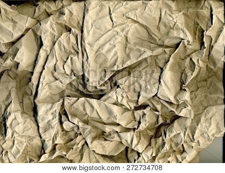 Abstract Old Crumpled Brown Paper Texture, Brown Wrinkle Recycle Paper Background, Creased Beige Paper Texture, Rough Texture Background of Brown Paper