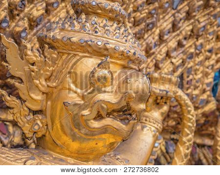 Golden Garuda In Wat Phrakaew Temple Bangkok Thailand.wat Phrakeaw Temple Is The Main Temple Of Bang