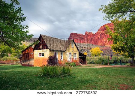 Historic Gifford Farmhouse In Fruita, Utah, Located In Capitol Reef National Park. It Serves As A Mu