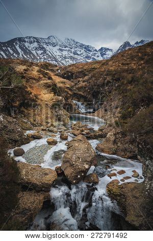 River Brittle And Fairy Pools In Isle Of Skye, Highlands, Scotland.