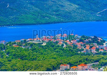 Aerial View At Picturesque Small Place Seget Vranjica In Dalmatia Region, Croatia.