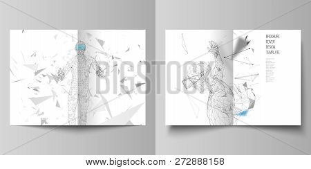 The Vector Layout Of Two A4 Format Cover Mockups Design Templates For Bifold Brochure, Magazine, Fly