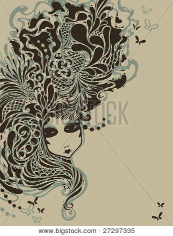 Fille avec une coiffure Rococo stylisée.
