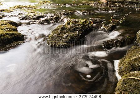 Water Flowing Over Rocks.  Old Stone Fort State Archaeological Park, Manchester, Tn, Usa.