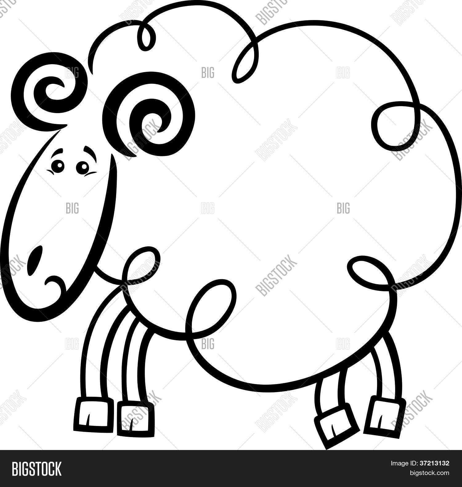Cartoon Ram Coloring Vector & Photo (Free Trial) Bigstock