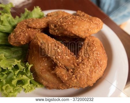 Crispy Fried Chicken On The Table In A Restaurant