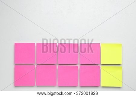 Flat Lay Composition With Sticky Notes On White Background. Pareto Principle Concept