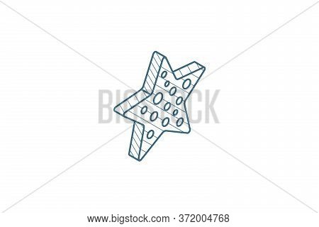 Starfish Isometric Icon. 3d Line Art Technical Drawing. Editable Stroke Vector