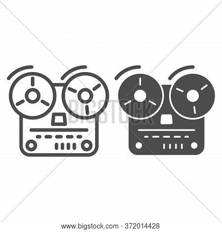 Tape Recorder Line And Solid Icon, Music Concept, Old Reel Tape Recorder Sign On White Background, O