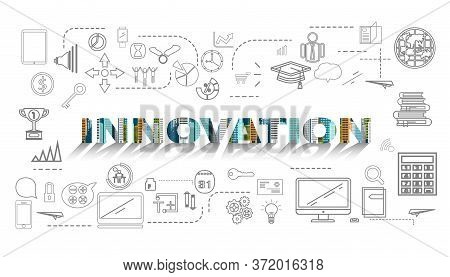 Building Modern  With Text  Innovation  And  Line Icons  Creativity  Idea And Concept Illustration.