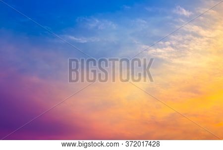 Soft And Blurry Clouds With Multi Color Of Twilight Time