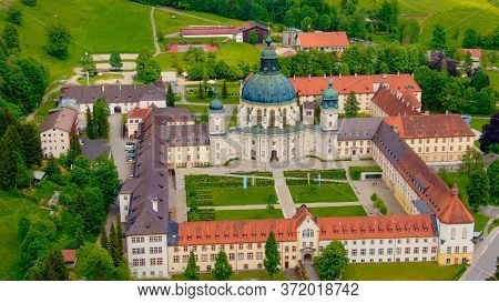 Ettal Abbey, Called Kloster Ettal, A Monastery In The Village Of Ettal, Bavaria, Germany - Aerial Ph
