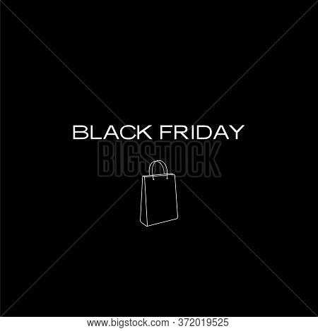 A Minimalistic Black Friday Poster Featuring A Shopping Bag. Banner With Image Of A Shopping Bag And
