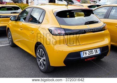 Bordeaux , Aquitaine / France - 02 01 2020 : Peugeot 208 Gt-line Rear View New Modern Vehicle