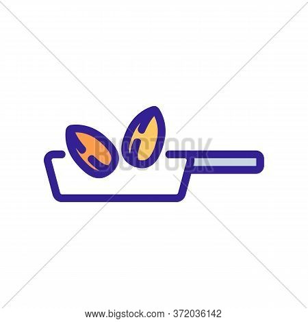 Frying Almond On Pan Icon Vector. Frying Almond On Pan Sign. Color Symbol Illustration