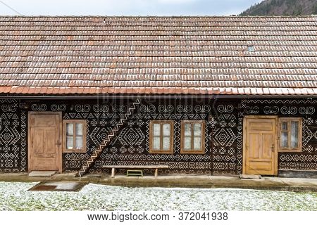 Painted folk house, UNESCO village Cicmany in Slovakia
