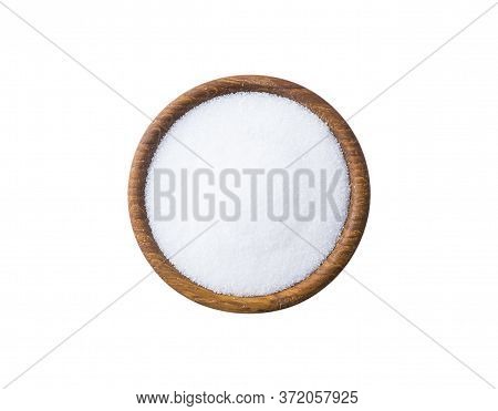 Heap Of Erythritol Isolated On White Background. Top View. Sugar Substitute On White Background. Woo