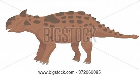 Talarurus In Cartoon Style. Herbivorous Dinosaur Isolated On White Background.