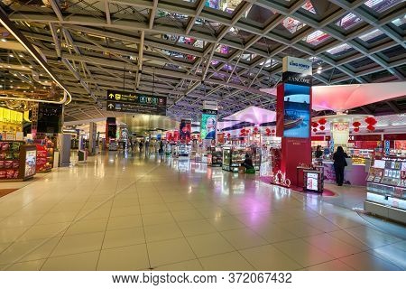 BANGKOK, THAILAND - CIRCA JANUARY, 2020: duty-free at Suvarnabhumi Airport. Suvarnabhumi Airport is one of two international airports serving Bangkok, Thailand. 