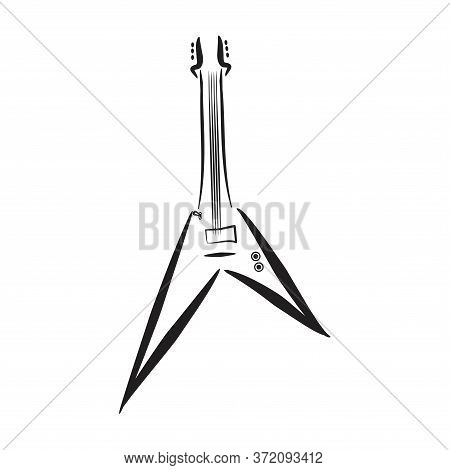 Flying V Guitar Electric Illustration Hand Drawn For Music Logo Concept