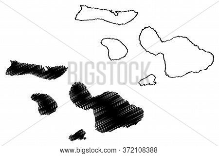 Maui County, Hawaii (u.s. County, United States Of America, Usa, U.s., Us, Archipelago) Map Vector I
