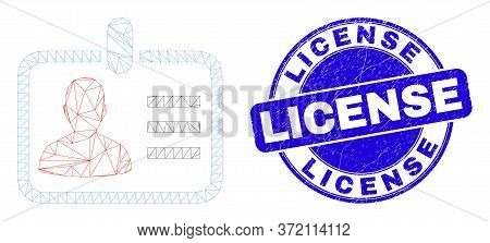 Web Carcass Person Badge Icon And License Seal Stamp. Blue Vector Rounded Grunge Seal Stamp With Lic