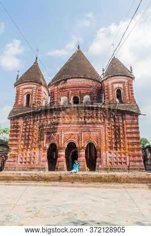 Puthia, Bangladesh - November 10, 2016: Local Man At Govinda Temple In Puthia Village, Bangladesh
