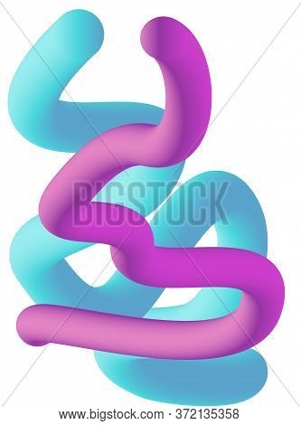 Fluid Wavy Shape Gradient Background For Poster Banner Or Flyer. Liquid 3d Futuristic Style. Blue An