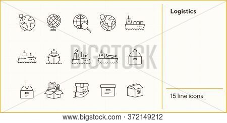 Logistics Line Icon Set. Worlwide Export And Packaging Concept.vector Illustration Can Be Used For T