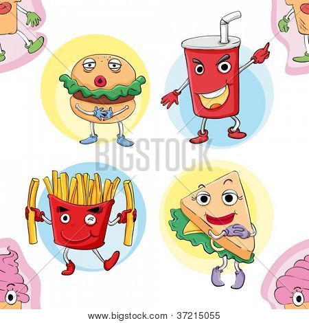illustration de divers aliments sur fond blanc