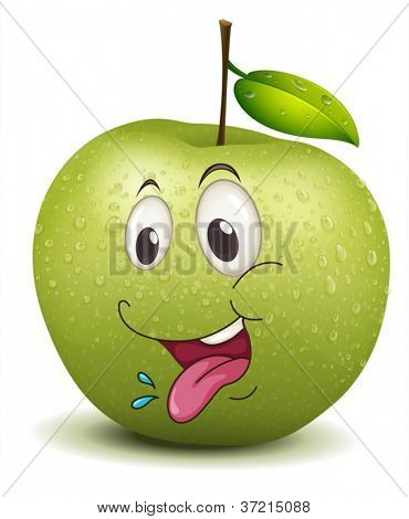 illustrazione di smiley affamati apple su un bianco
