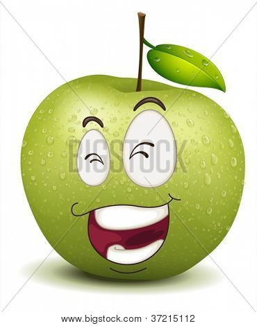illustrazione di smiley happy apple su un bianco