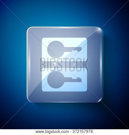 White Metal Mold Plates For Casting Keys Icon Isolated On Blue Background. Set For Mass Production A