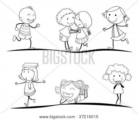 ilustrace návrhy dětí na bílém pozadí